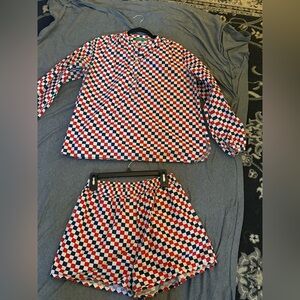 Clare V checkered 2 piece short set M